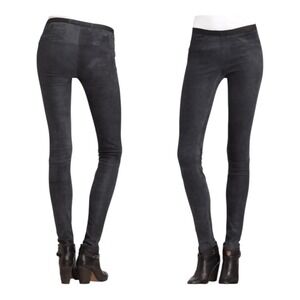 HELMUT LANG Blue Patina Suede Lamb Leather Leggings - Size 6